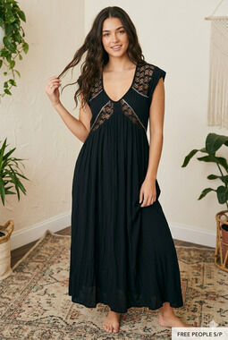 Free People Crochet Maxi Dress S Coastal Cowgirl Vacation Relaxed Boho Beaded